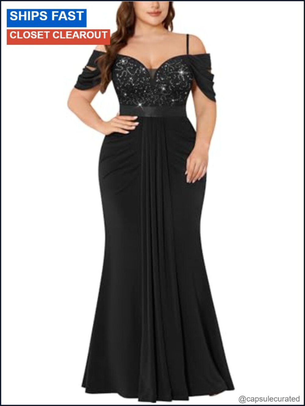 Plus Size Sequin Lace Mermaid Formal Evening Gown